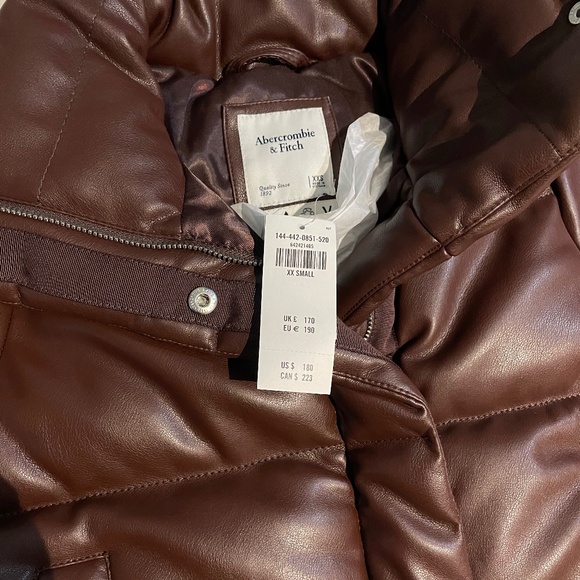 Dark Brown Abercrombie Vegan Leather Jacket Women - Picture 7 of 7